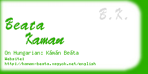beata kaman business card